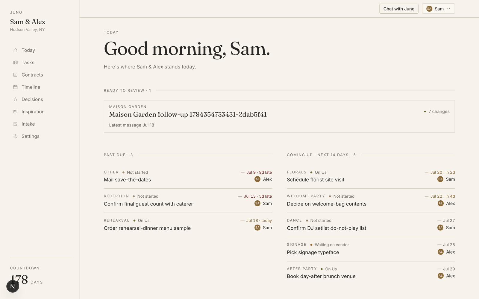 Juno Today page